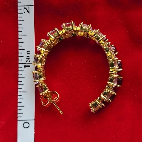 Bounkit Magaly Hoop Earrings, Amethyst | Garnet | Goldtone, NWT - Picture 11 of 15